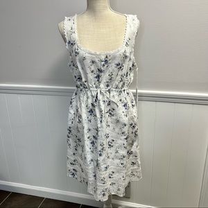 Reformation Moss Sleeveless Mini Dress Linen White Floral Madeline Print 10 NWT